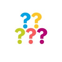A logo made up of a colourful question mark.