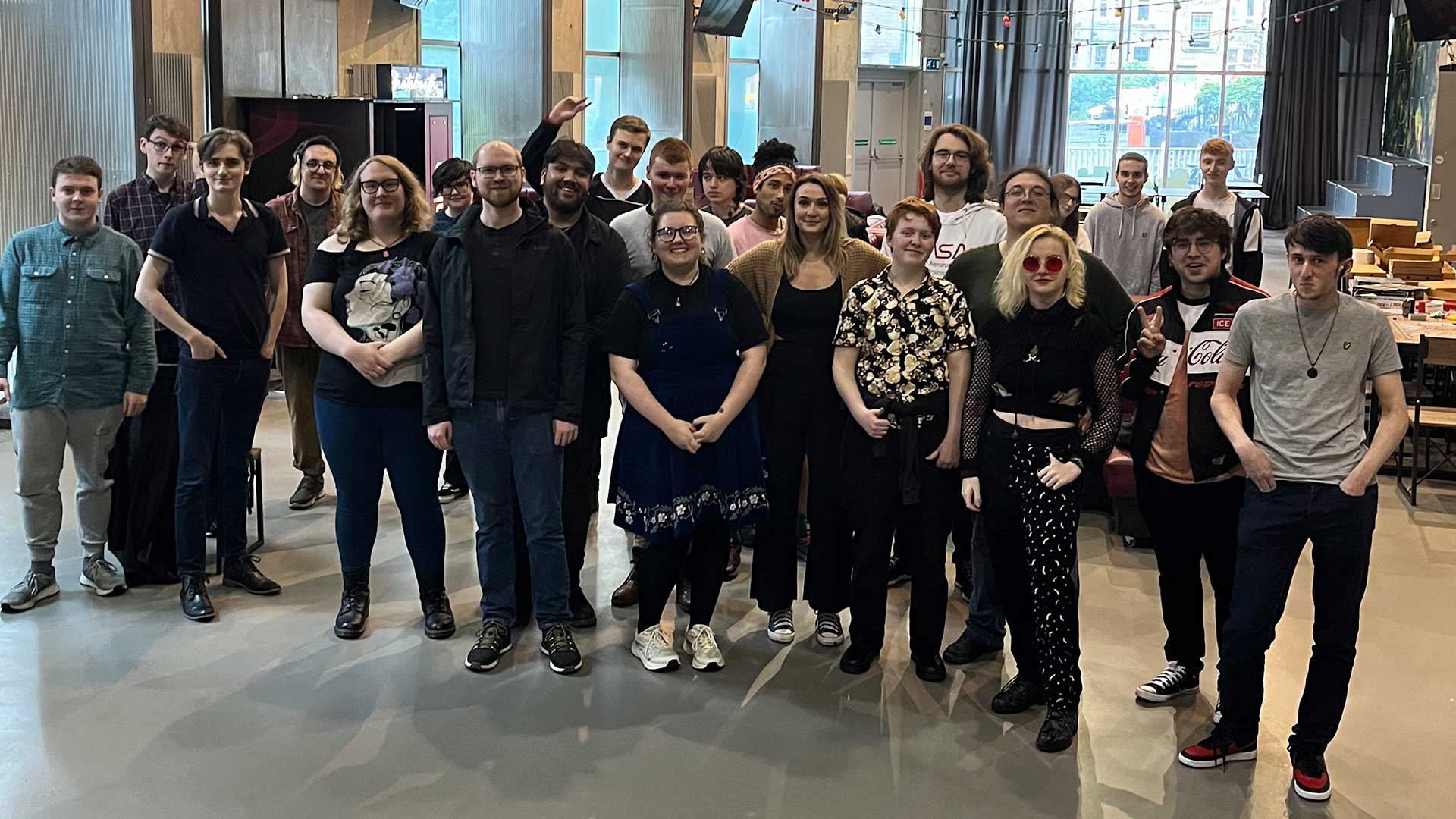 A group of students all smiling at the camera