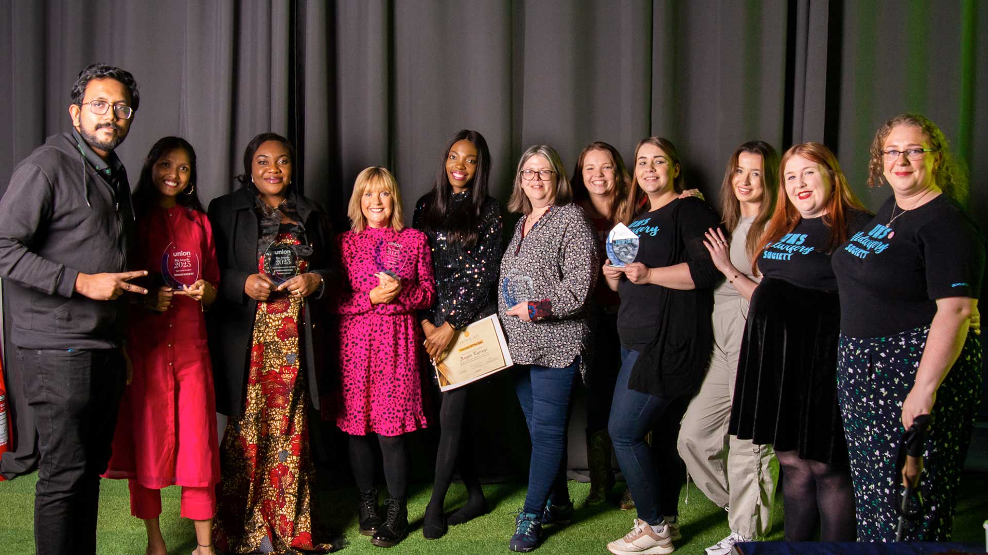 Students at an awards ceremony